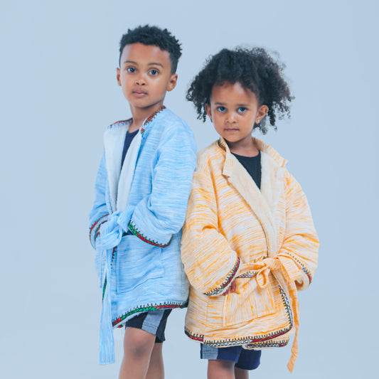 Short Collar Tree of Life Embroidery Handmade Cotten Night Robe