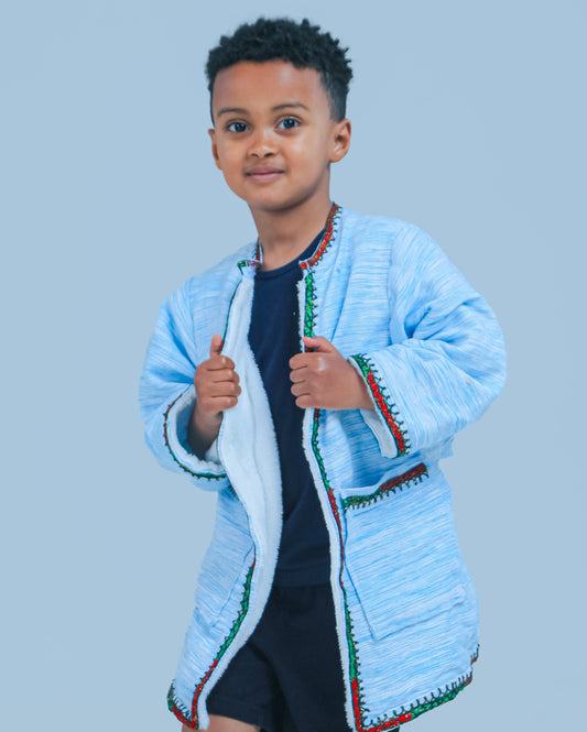 Short Collar Praying Hands Embroidery Handmade Cotten Night Robe