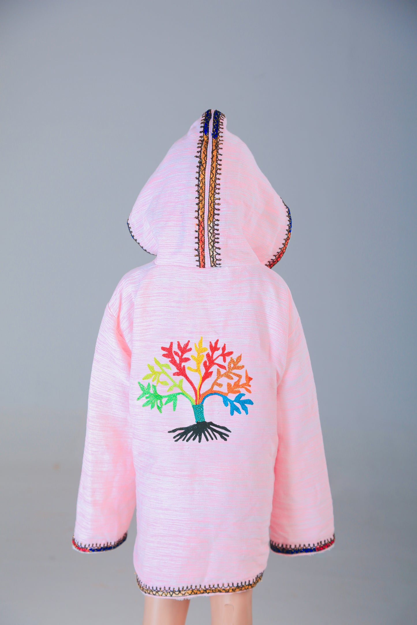 Hooded Tree of Life Embroidery Handmade Cotten Night Robe