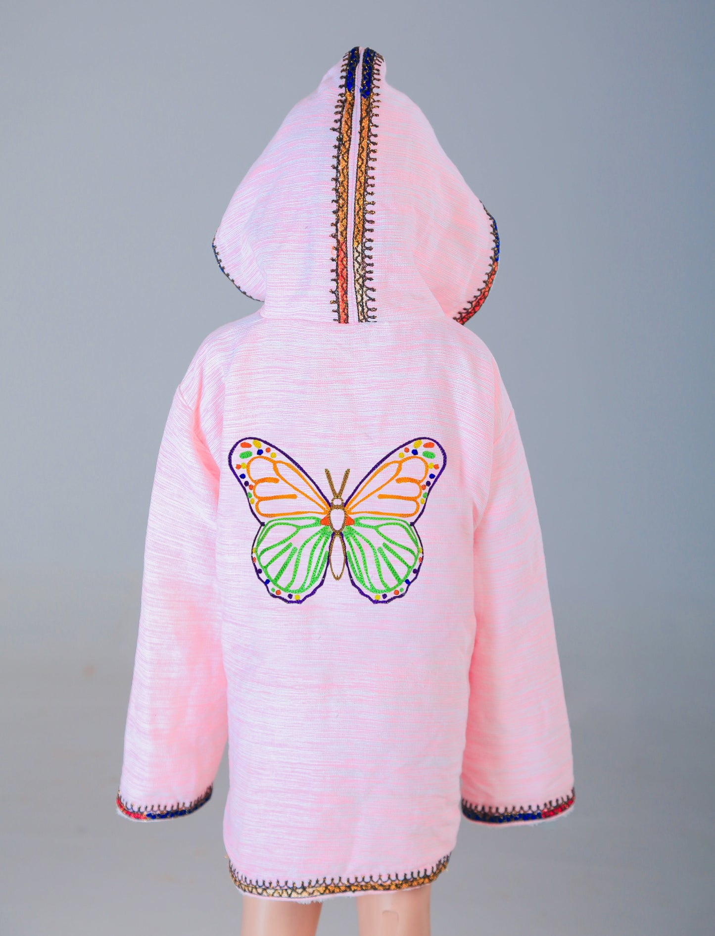 Hooded Butterfly Embroidery Handmade Cotten Night Robe