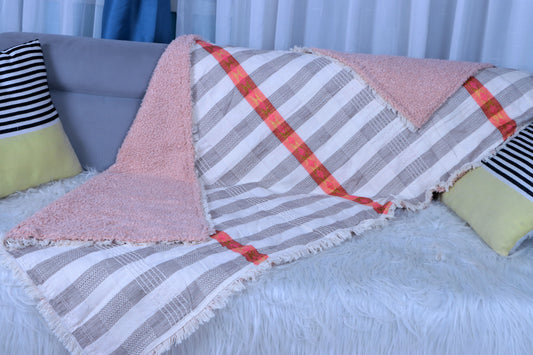 Pink Tilet Pattern Handmade Blanket