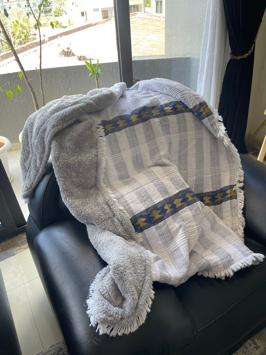 Blue & White Strip Handmade Blanket