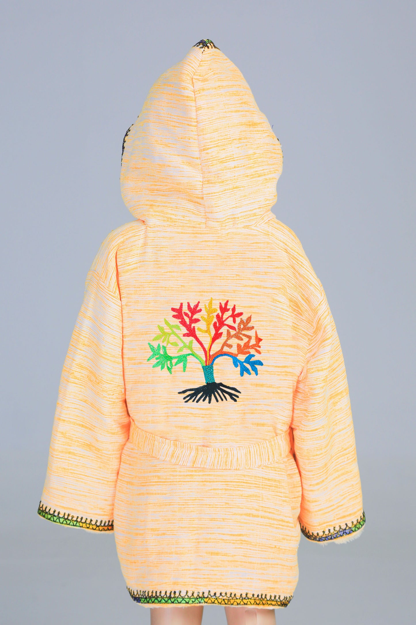 Hooded Tree of Life Embroidery Handmade Cotten Night Robe