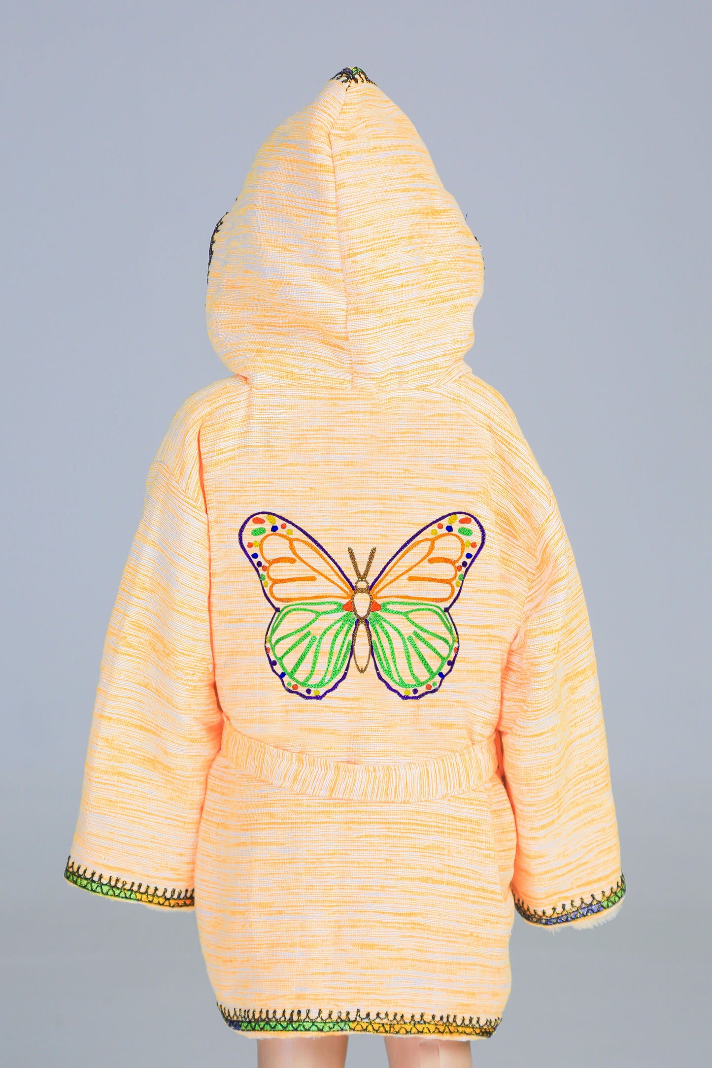 Hooded Butterfly Embroidery Handmade Cotten Night Robe