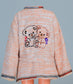 Short Collar Twin Teddy Bear Embroidery Handmade Cotten Night Robe