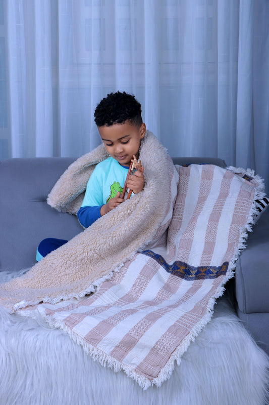 Blue Tilet Pattern Handmade Blanket